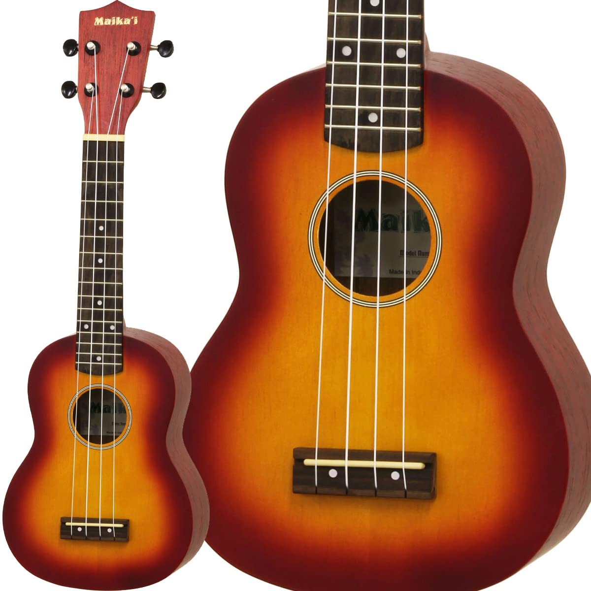 

CS Soprano Ukulele with Soft Gear Cherry Maika i MKU-1 Case, Pegs, Sunburst, Maika i
