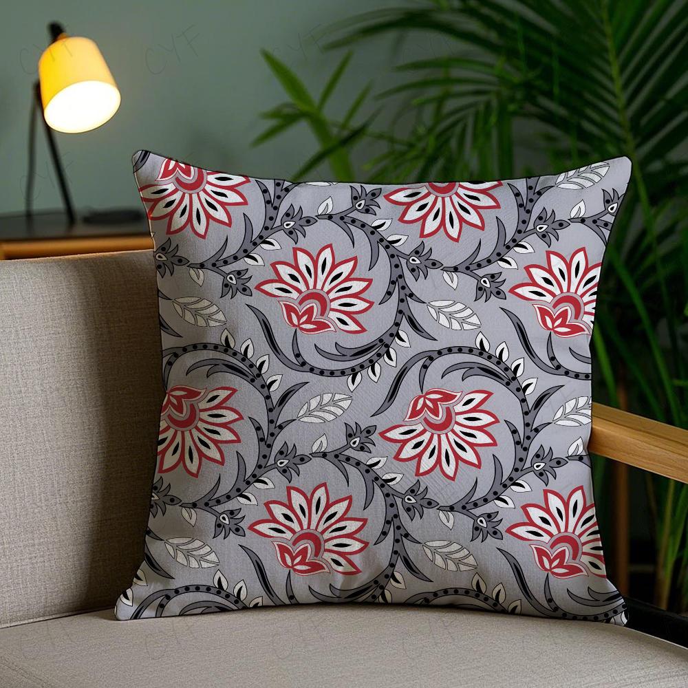 Indonesia B-Batik Design Pillow Case Anti-Dustmite Pillowcase Invisible Zipper Silky Short Plush Sofa Cushion Cover