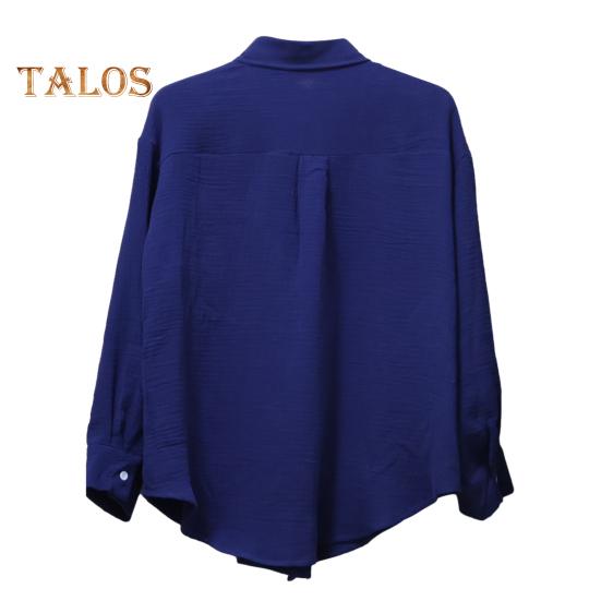 Damskjorta Krage Långärmad Knappar Sprund Skjorttoppar Enfärgad Lös passform Lättskött Skrynklig skjorta