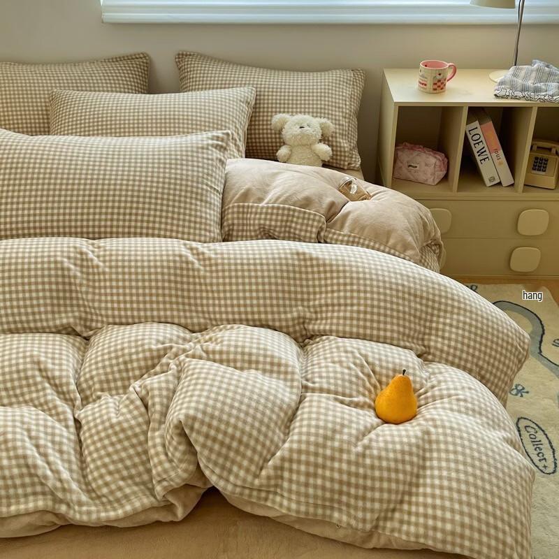 OLOEY Milk Velvet Thickened Winter 4-Piece Duvet Set 200x230cm