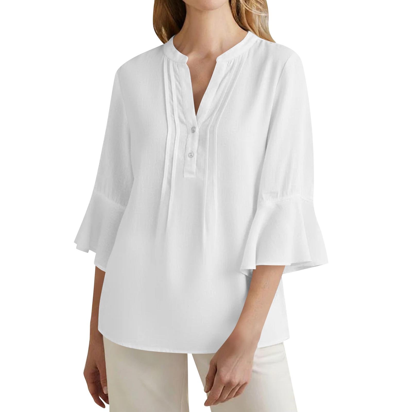 

Women s 3/4 Sleeve Shirts Graphic Tees Shirts Casual Basic Tops Pullovers XL білий