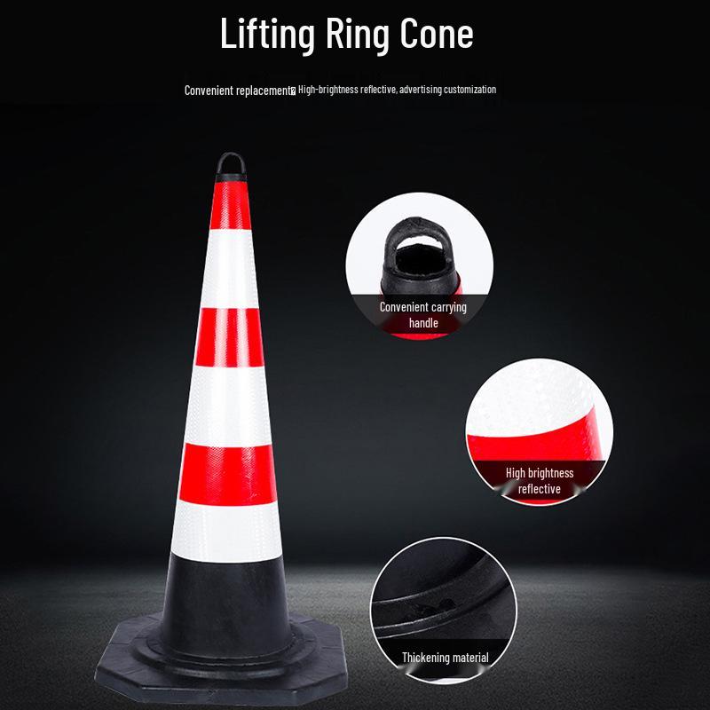 Reflective Rubber Traffic Cone - Safety Barrier & Warning Pile