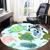 1pc Sea Turtle Print Chair Carpet for Office, Round Polyester Mat, Indoor Decor for Office, Washable Non-slip Carpet yy251219025