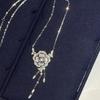 Tassel Rose Necklace for Women S9Pure Silver, Lightweight, and Exquisite Evening Gown Necklace, a Niche and High-end Clavicle Chain for Women