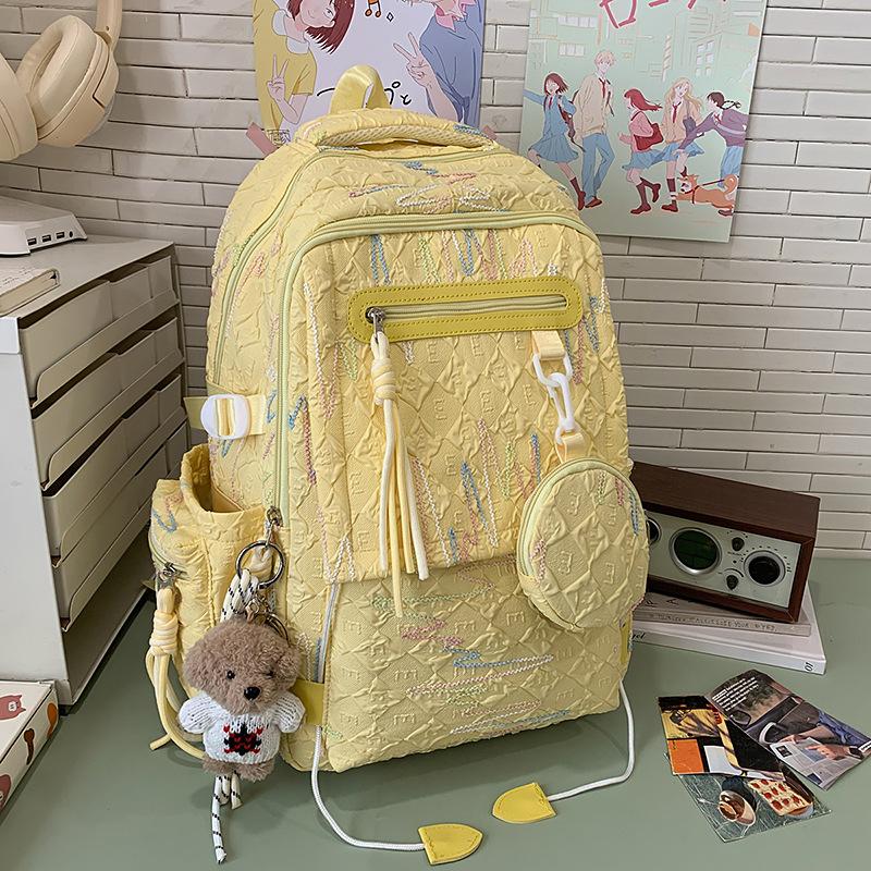 Trendy high-value schoolbag girls, primary school students, junior high and high school students, niche design, simple and versatile backpack women