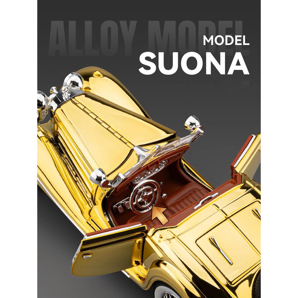1/24 Mercedes-Benz 500K Electroplate Alloy Model Car Toy Diecasts Metal Casting Sound and Light Car Toys for Children Vehicle