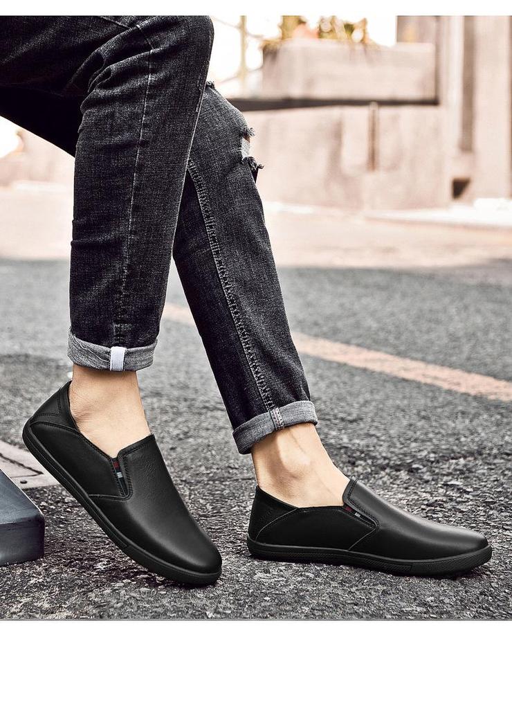 Men's Spring Casual Loafers: Breathable Two-Use Cowhide White Slip-Ons