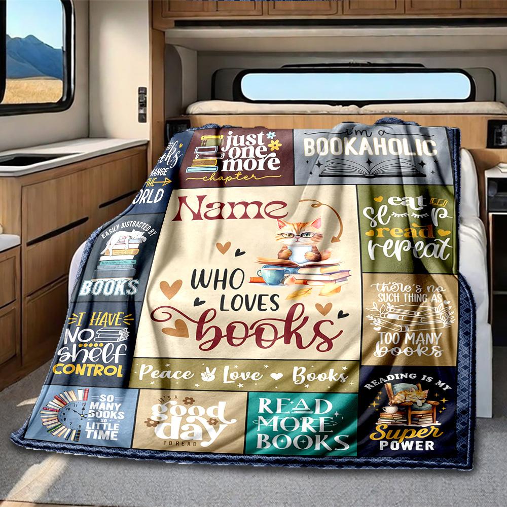 Book Lover Customize Your Name Rv Blanket Soft Cozy Lightweight For Travel Camping Picnic Sofa Rv Bed Living Room Gift For Friends Familyt16