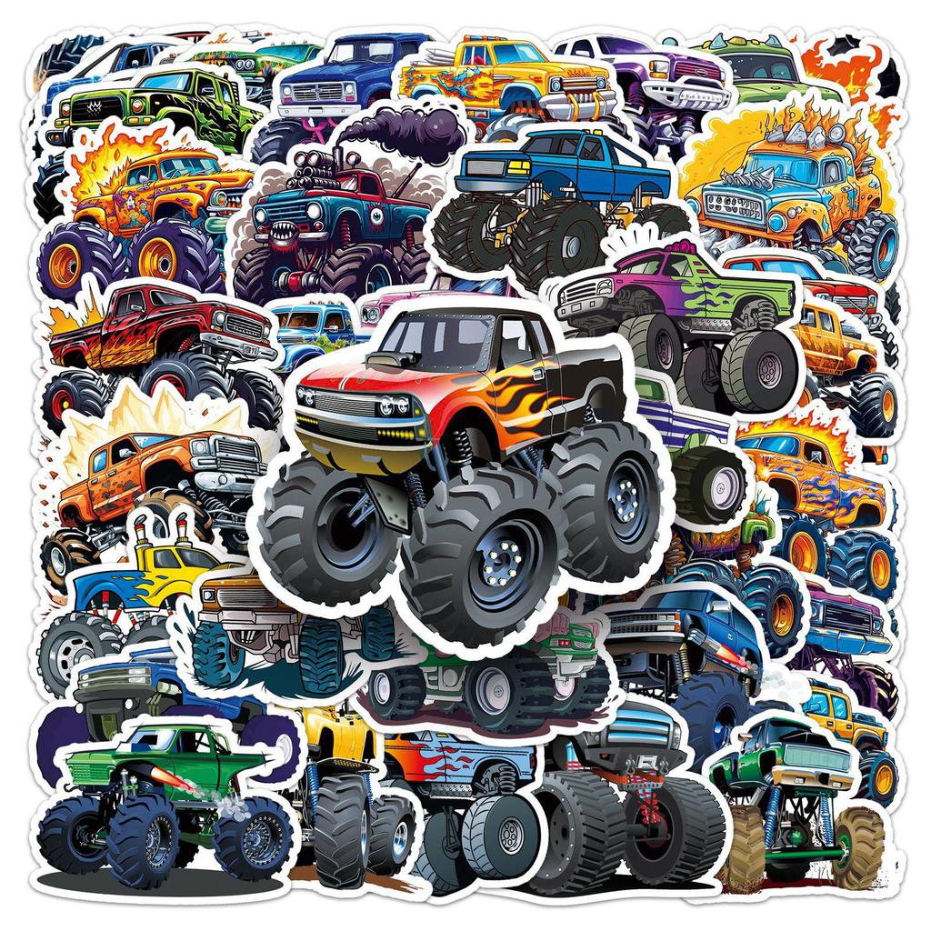 100 Monster Truck Stickers - Trendy Big Foot Car Series, Waterproof for Helmets, Suitcases, Diaries & DIY