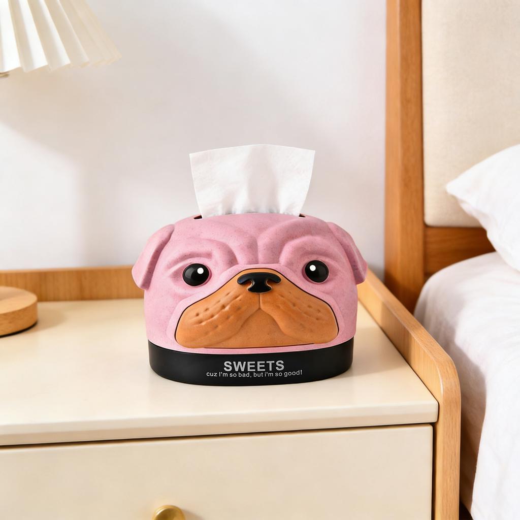 Creative Tissue Box Cover, Exquisite Realistic Cute Dog Appearance Tissue Dispenser Box Holder For Dresser Bathroom, Home