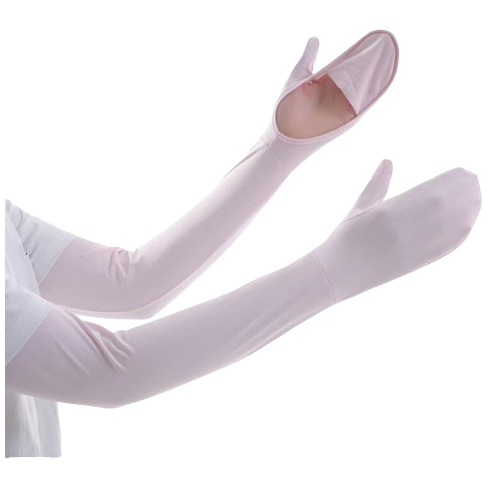 

Simple Solid Color Long Sleeve Sun Protection Flip Ice Silk Arm Sleeve Breathable Non-slip Sunscreen Sleeve Gloves Running розовый