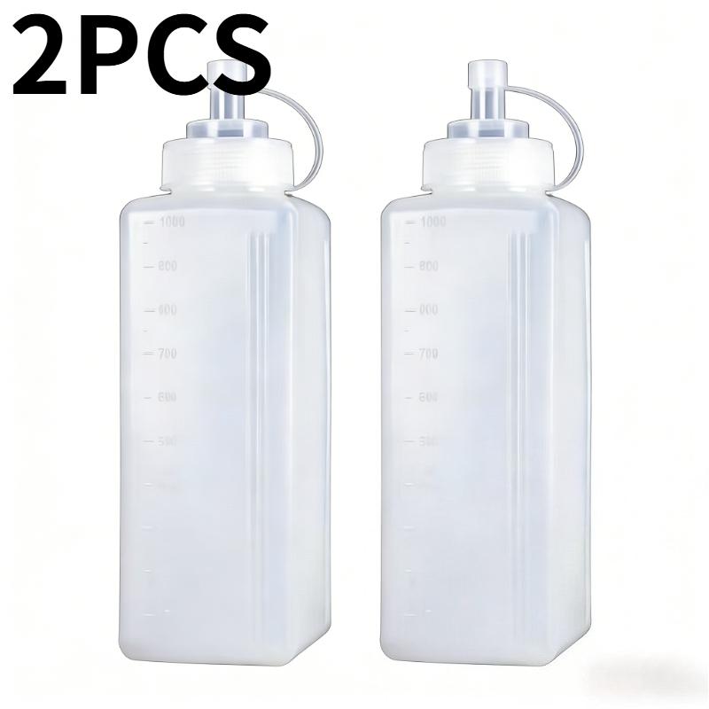 Botella de Salsa para Apretar de 1000ML con Tapa Calibre Grande Botella de Plástico para Apretar Mermelada Dispensador de Condimentos Tarro de Condimentos a Prueba de Polvo para Cocina