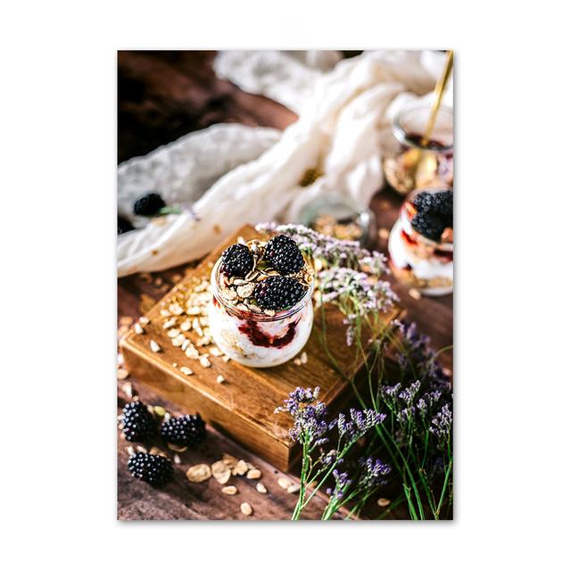 Snídaně Čokoládový prsten Dort Káva Chléb Severské Plakáty Reprodukce Nástěnné Umění Obrazy Obrazy Obrazy Dezert Obchod Domácí dekorace