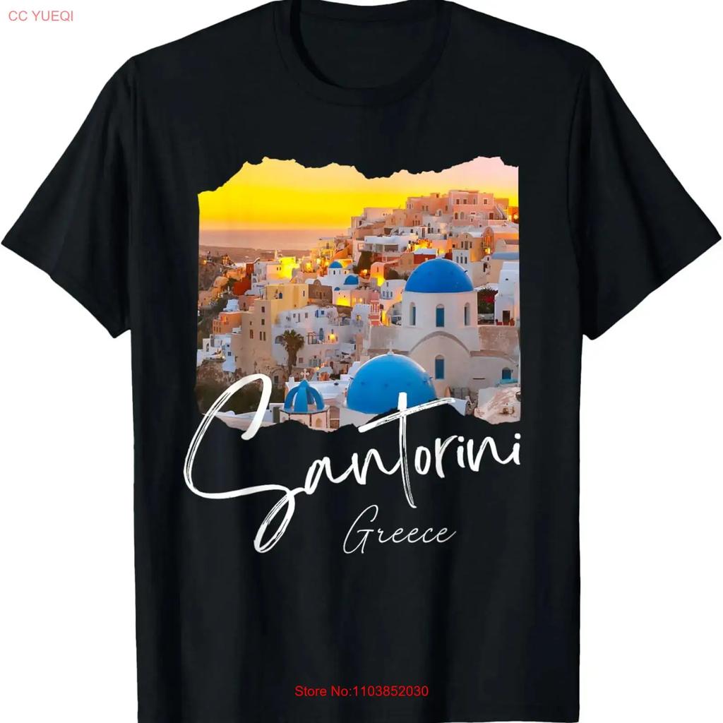 Santorini Greece Souvenir T Shirt Vintage Top For Everyday Wear Stylish Unisex Versatile Streetwear Breathable Graphic