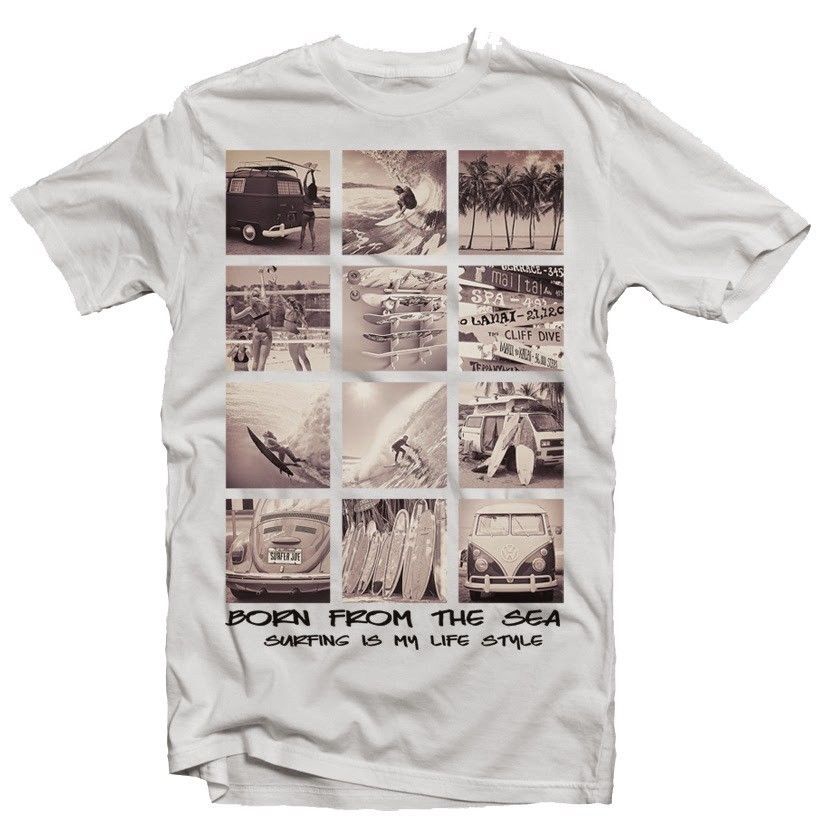 

Never Ending Summer Surfing Born form the Sea white t-shirt 9336 5XL різнокольоровий