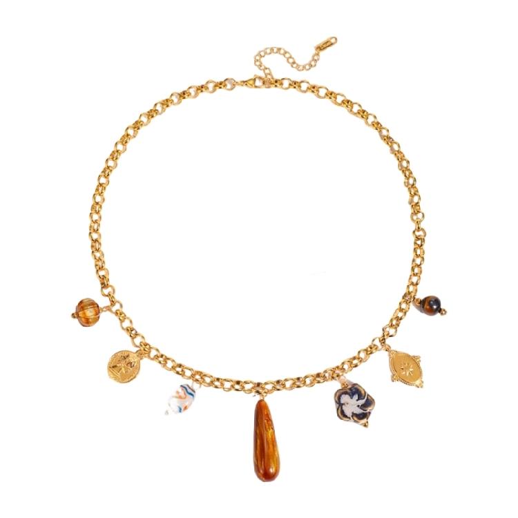 

Modern Multi Pendant Necklace Customizable Length Resin Alloy Collarbone Chain Jewelry For Gift Giving 1