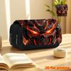 Lava Armor 2D Printed Double-Layer Flip-Top Black Pencil Case - Back-to-School Essential Pencil Box, Daily Multi-Functional Makeup Bag, Large-Capacity