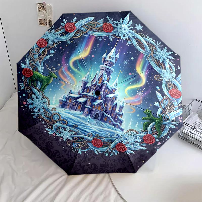 

1 PC Automatic Folding Umbrella - Cartoon Pattern, Portable & Foldable Design with 38 Ribs, Christmas Birthday Gifts