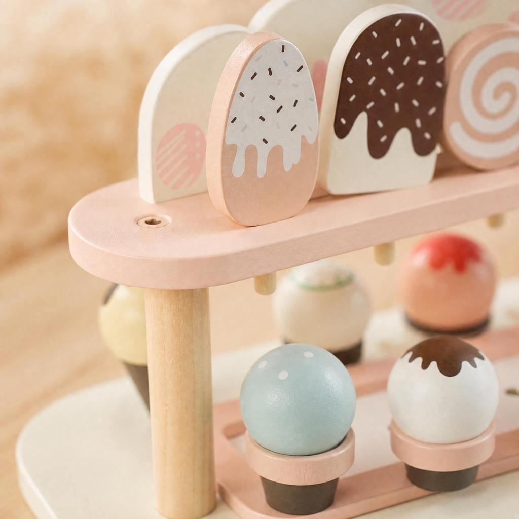 Wooden Ice Cream Cart Pastel Young Child for Playroom