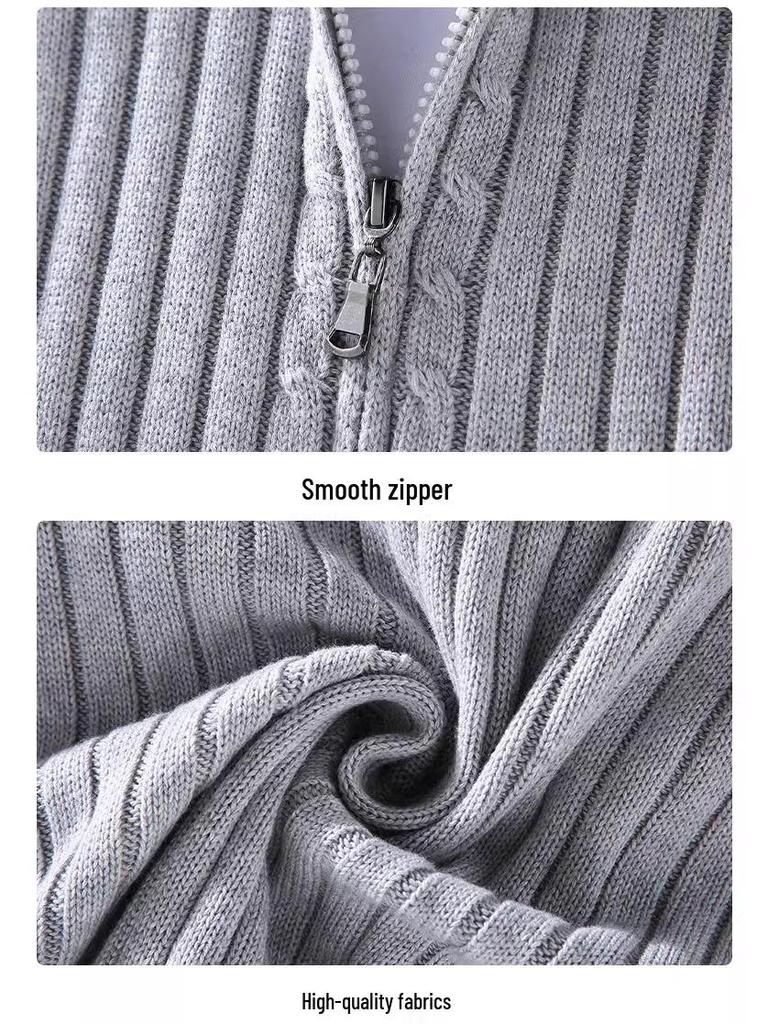 Gestreifter Strick-Reißverschluss-Cardigan für Herren - Warmes Langarm für Herbst/Winter