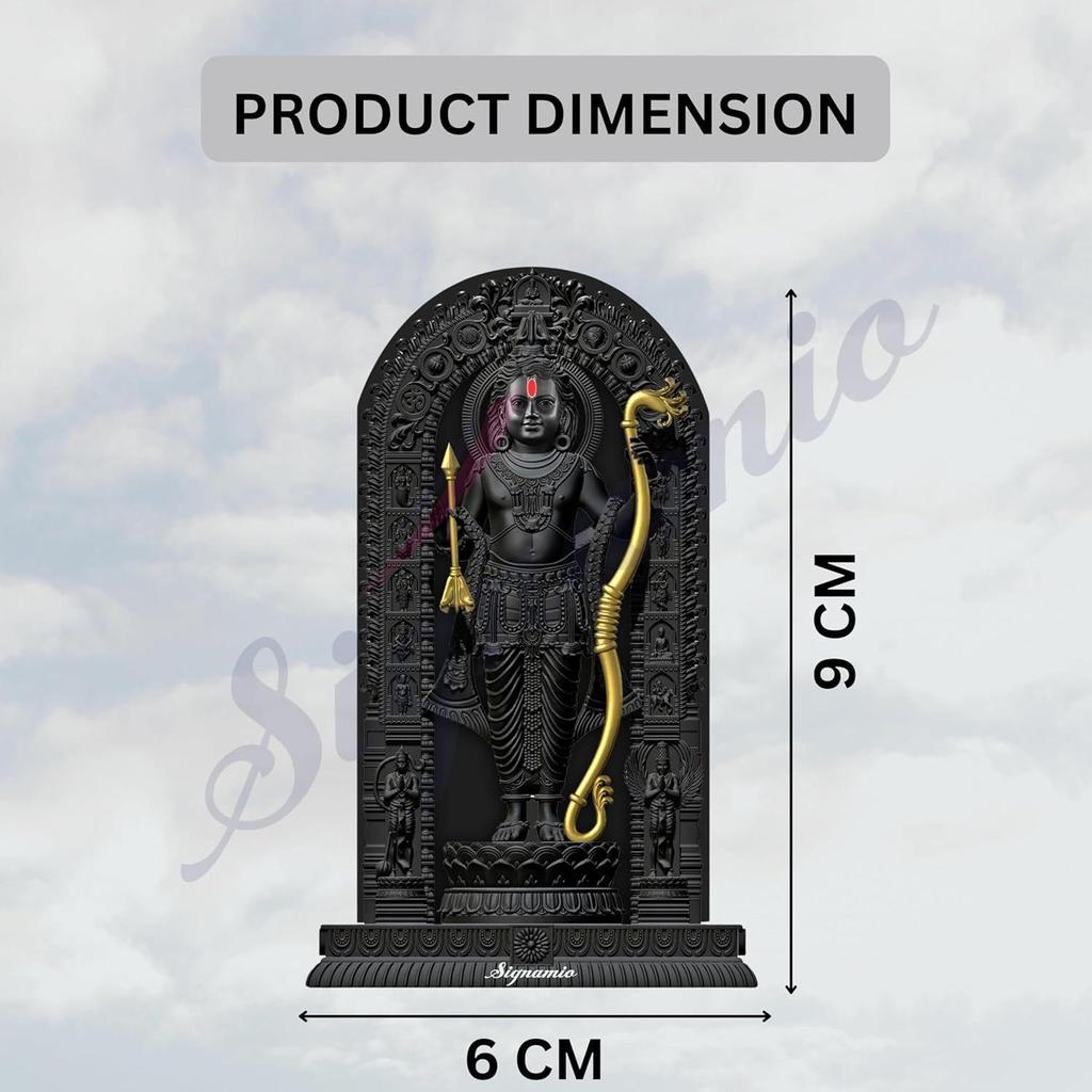 Statua Murti di Ram Lalla ad Ayodhya per Cruscotto Auto, con Elegante Statuetta Nera di Dio per Auto e Accessori, Modello Ramlala Idol e Ram Murti Ayodhya