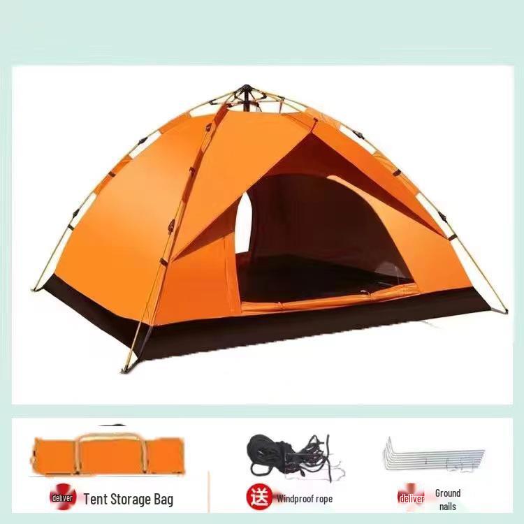 3-4 Person Double-Layer Automatic Camping Tent with Full Outdoor Equipment Set