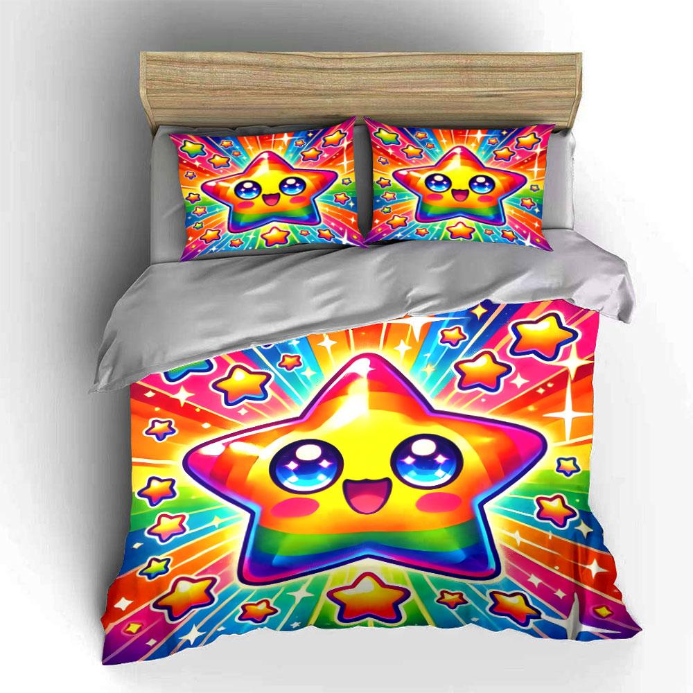 Rainbow Star Decor Gift Set Multiple Sizes Kid'S And Adults' Bedroom Exquisite 3Pc Bedding Set, Gift