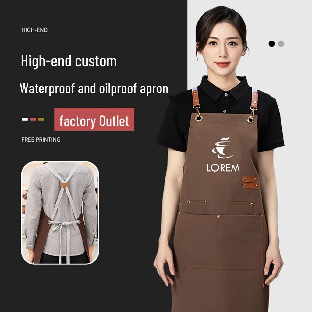 Custom Waterproof Oil-Proof Double Shoulder Canvas Apron