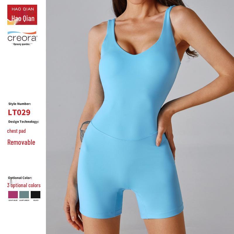 

INS Cross-Border Seamless Yoga Bodysuit with Removable Pads L світло-синій колір