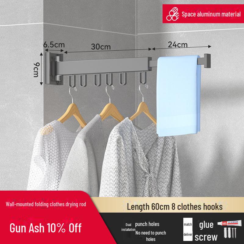 Suport de uscare pentru rufe telescopic, montat pe perete, pentru pervazuri și pervazuri, pentru interior/exterior