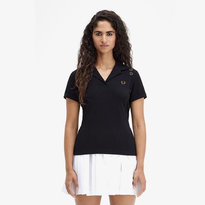 [Amy Winehouse] Tie-Back Polo Shirt - Black Afpf241G119-102