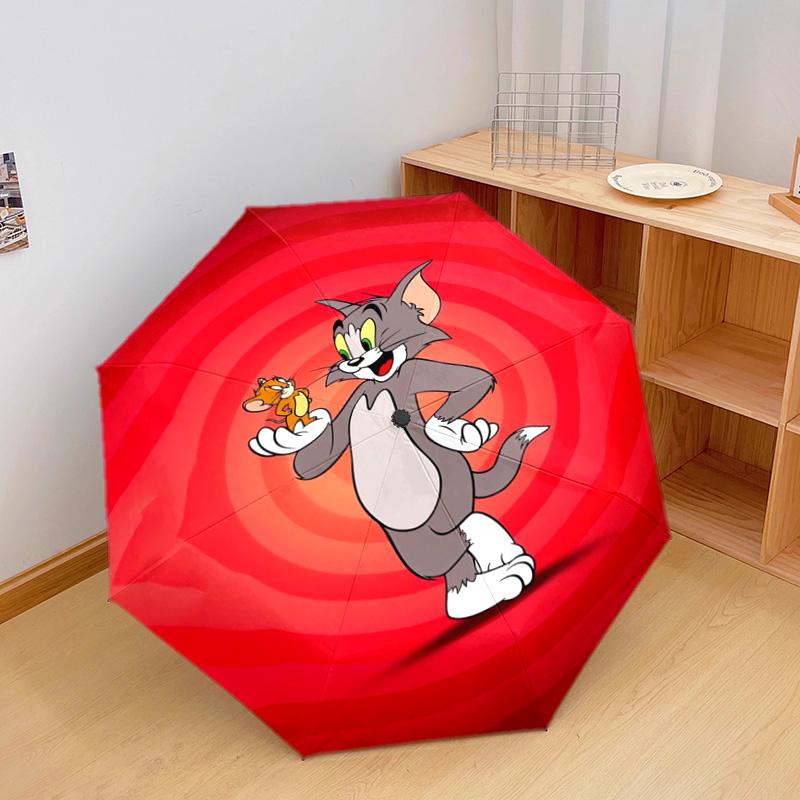 1 Stück Automatischer Faltregenschirm - Cartoon-Muster, Tragbares & Faltbares Design mit 46 Speichen, Weihnachts-Geburtstagsgeschenke