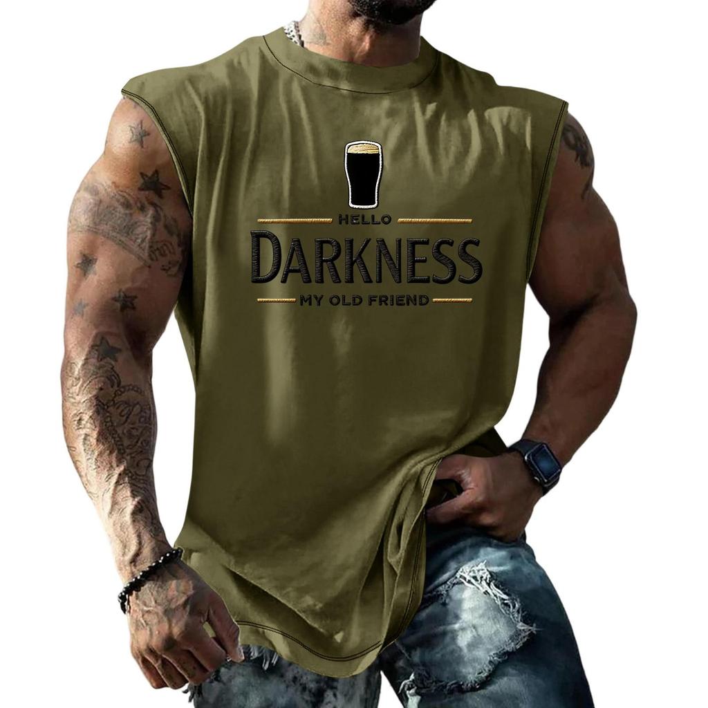 Men Sleeveless Tank Top Muscle Shirt with Beer Graphic Print Casual Summer Vest Lightweight Cotton Blend Comfortable Fit