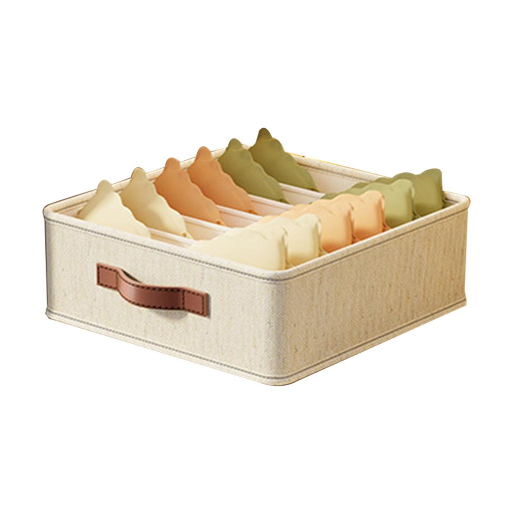 Undergarment Holder Cotton Linen Underwear Organizer for Home and Travel Socks Scarves Storage Container with Dividers