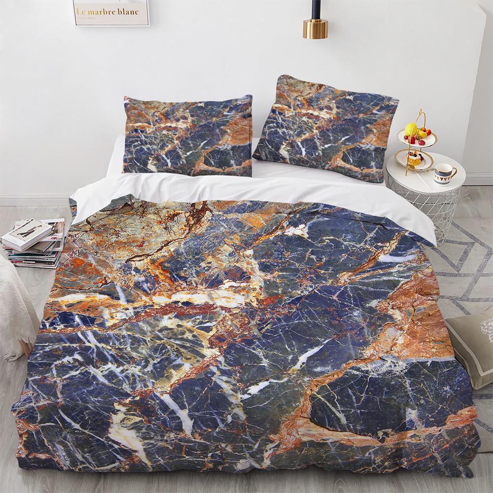 Marble King Queen Duvet Cover Cool Black and White Texture Pattern Bedding Set for Teens Adults 2/3pcs Polyester Quilt Cover