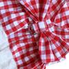Kariertes Hunde-Kleid Leinen-Set Rot Kariert Spitzenbesatz Welpenkleid Frühling Sommer Ärmellos Haustierkleid mit