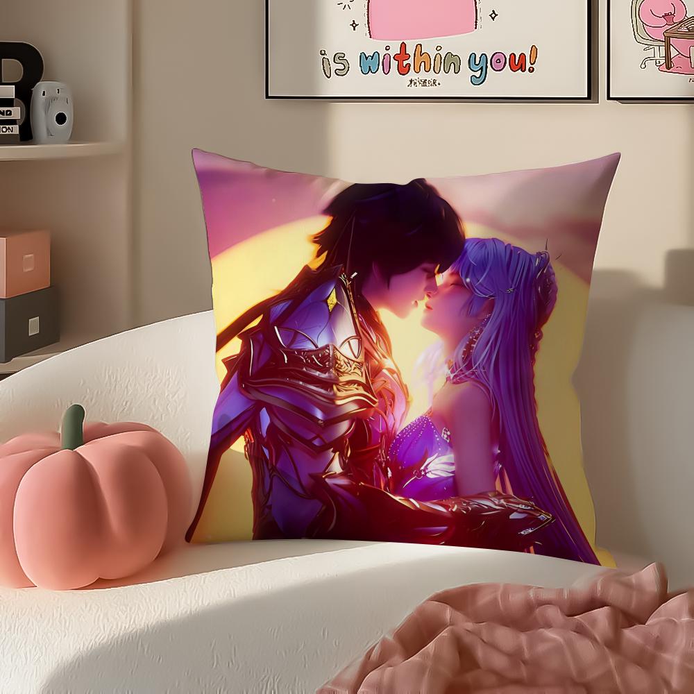 Fantasy Anime DDivine Seal Throne Cushion Cover Pillowcase Short Plush Invisible Zipper Room Sofa Cushion Cover