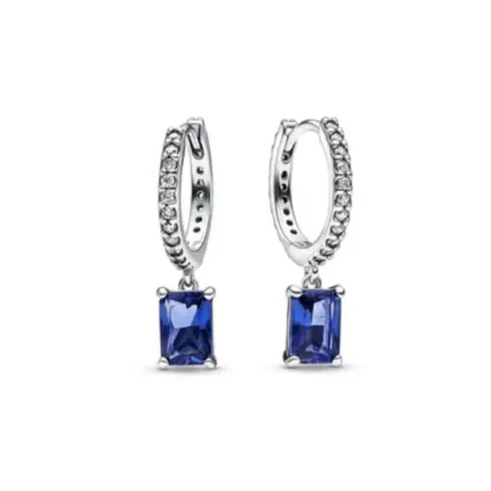 Nya 925 Silverpläterade Hjärta Zirkon Fjäril Hänge Örhängen Original DIY Dam Smycken Hängande Tillbehör Berlock Pärla Amulett