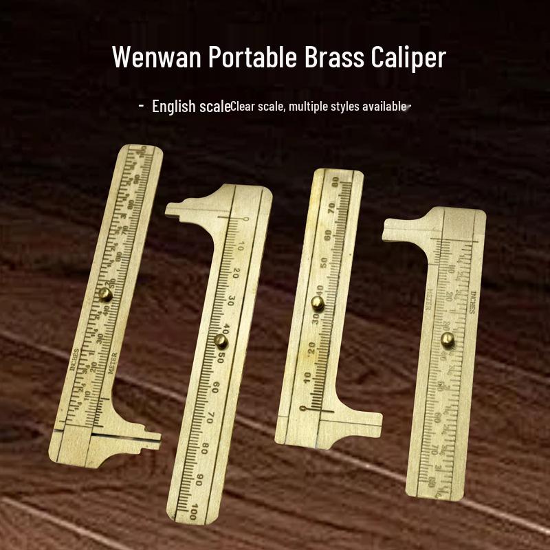 Portable Retro-Style Mini Vernier Caliper: Double-Scale Brass Ruler