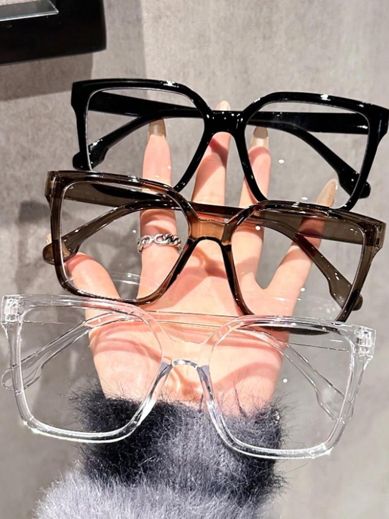 1Pc/2Pcs/3Pcs/4Pcs Elegant, Simple and Stylish Geometric Glasses with Transparent Lenses, Suitable for Daily Office Reading