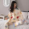 Women's Cute Simple Style Long Sleeve & Pants Imitation Cotton Pajama Set for Spring and Autumn