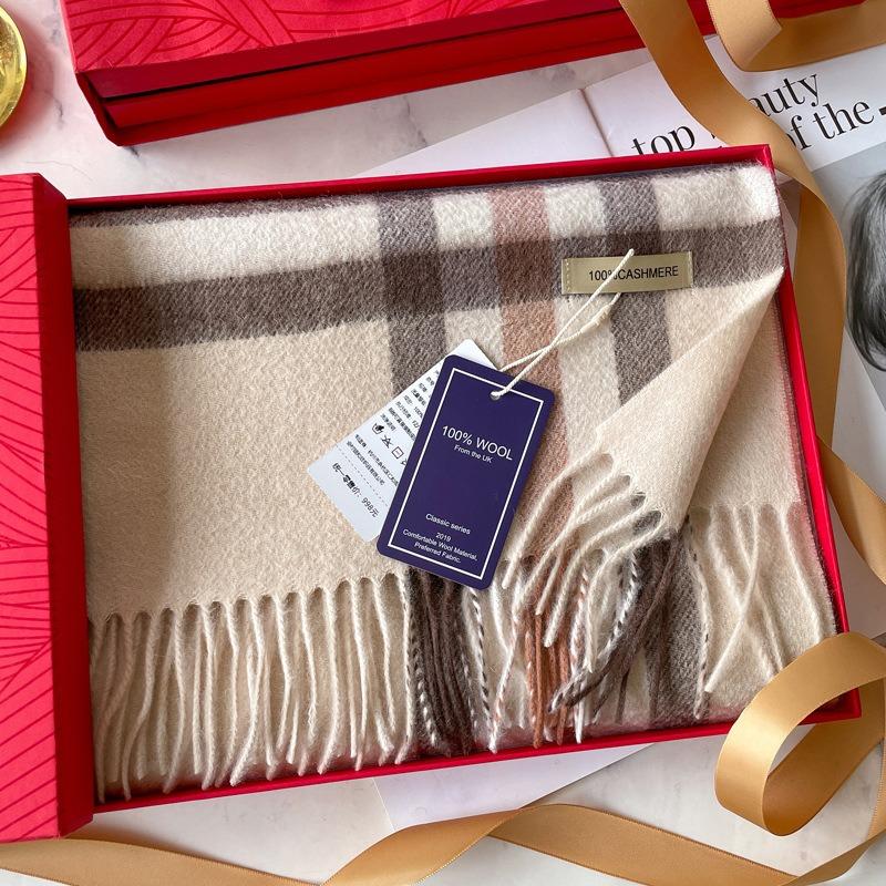 100 pure cashmere scarves for women's winter high-end plaid men's scarves