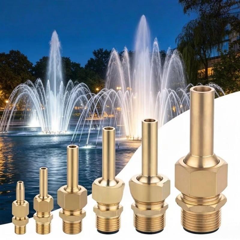 Ugello per Fontana da Giardino in Rame Pieno Regolabile Esagonale Spruzzatore d'Acqua per Decorazione del Giardino