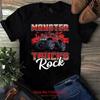 Monster Trucks Rock Trucker Truck Driver T Shirt Vintage Washed Stylish Slightly Top For Everyday Wear Designer Clothes