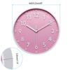 PATIKIL 20cm Wall Clock, 3D Numbers, Quartz Movement, Silent, No Tick-Clack, Round Wall Clock, for Office and Bedroom Decoration, Pink