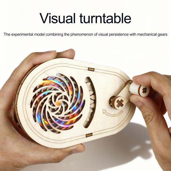 3D Visual Illusion Puzzle Toy DIY Handmade Mechanical Gear Turntable Educational STEM Toy Persistence of