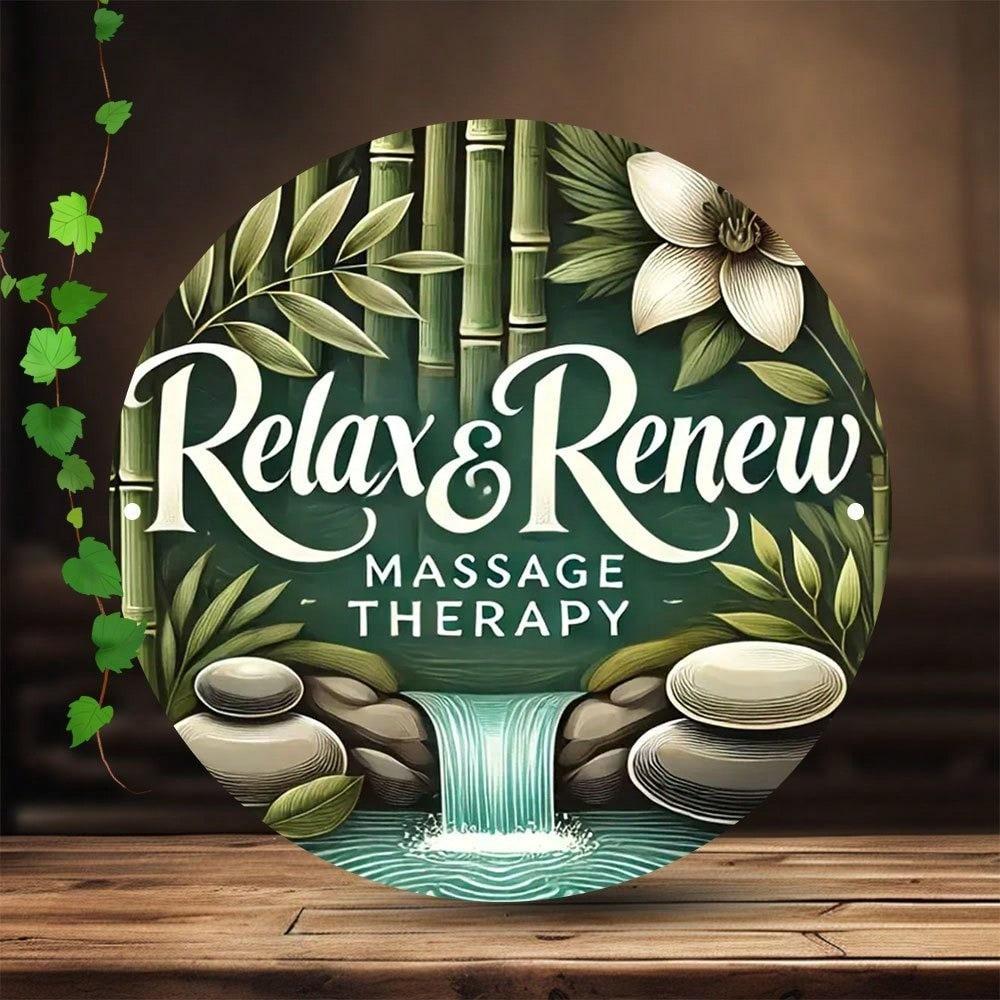 

Iron Metal Relax Sign Wall Art Spa Decor Bamboo Floral Waterfall Home Office Meditation Room Gift 20x20 разноцветный