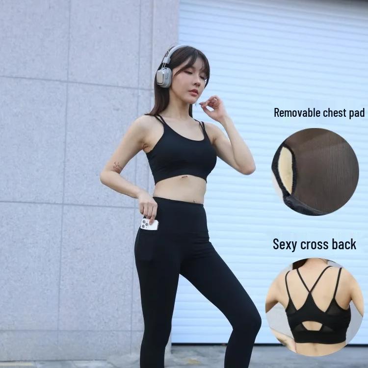Women's Shock-Absorbent Quick-Dry Sports Bra - Anti-Sag Yoga Running Fitness Vest, Black
