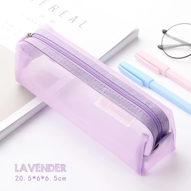 Mesh Pencil Case Large Capacity Pencil Pouch Transparent Multifunction Pencil Bag Organizer Office School Supplies Stationery
