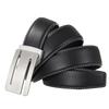Stainless steel smooth buckle leather belt - men's belt - 3.5cm top grain leather belt